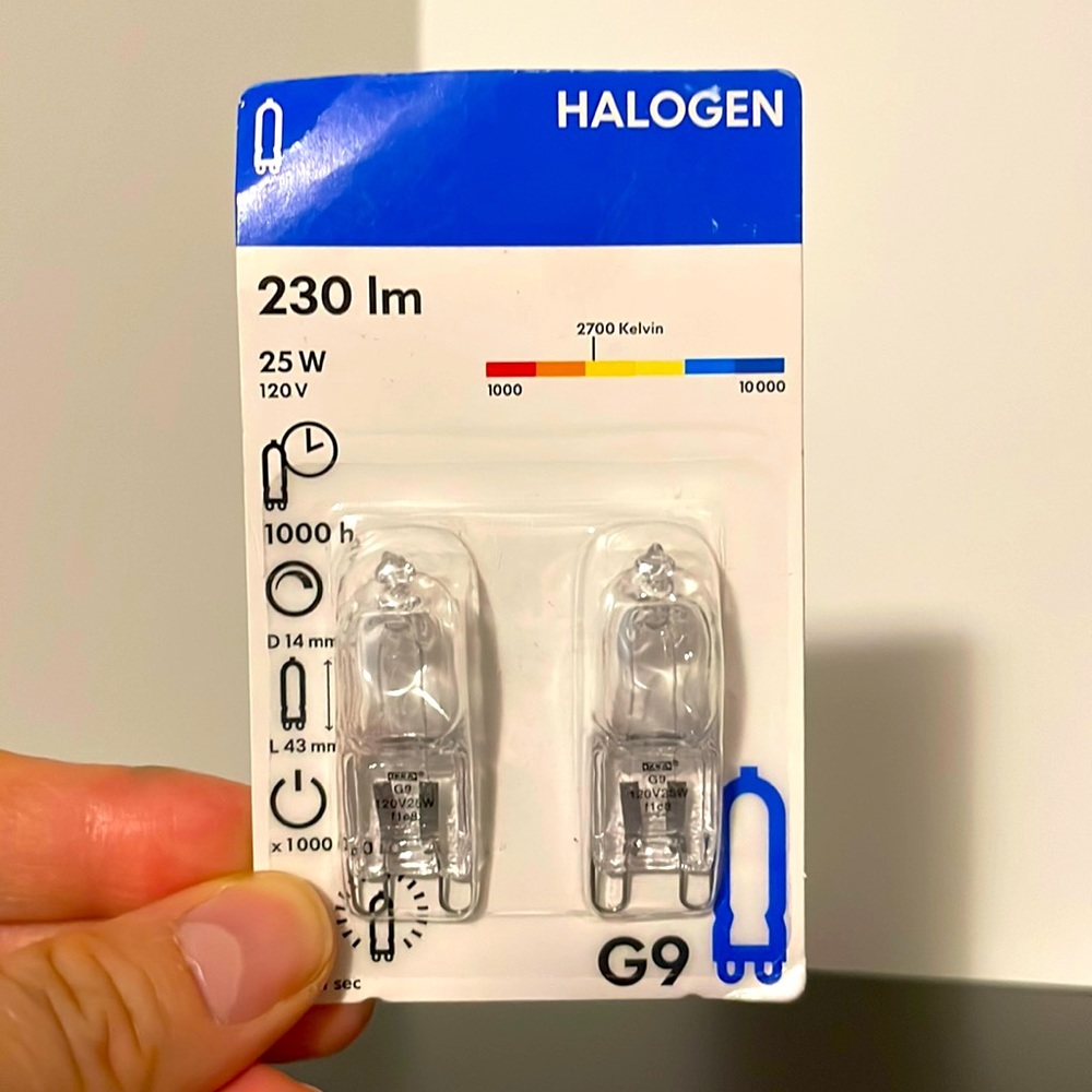New Sealed IKEA G9 Lamps HALOGEN 2 Pin Bulbs - 230 lm 25 Watt -- AA-549394-2